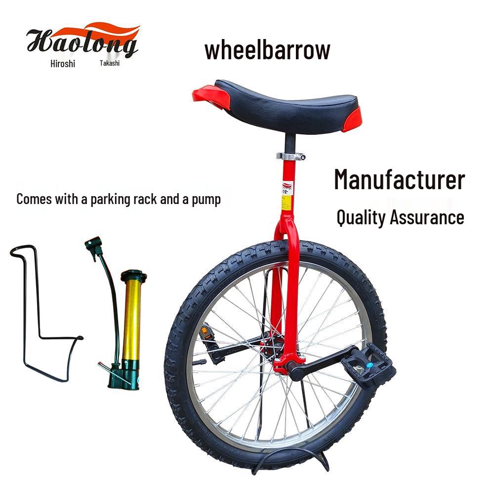 Height-Adjustable Single Wheel Unicycle with Steel Rim and Pedals