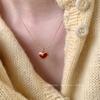Titanium Steel Red Enamel Heart Necklace