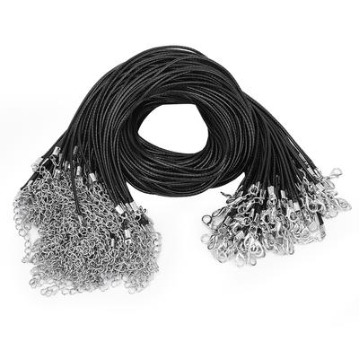 100 stücke Karabinerverschluss Wachs Seil Gewachste Gewinde Lederband Halskette DIY Schmuck Zubehör