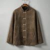 Men Mandarin Collar Woolen Jacket Men Kung Fu Shirt Chinese Style Hanfu Robe Traditional Overcoat Vintage Oriental Coats