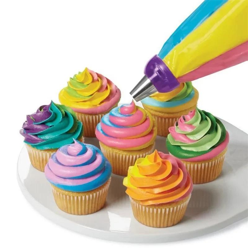 Cake Decor Tool For Cupcake Cookie Baking, 3 Hole 3 Color Tri - Color Cream Coupler