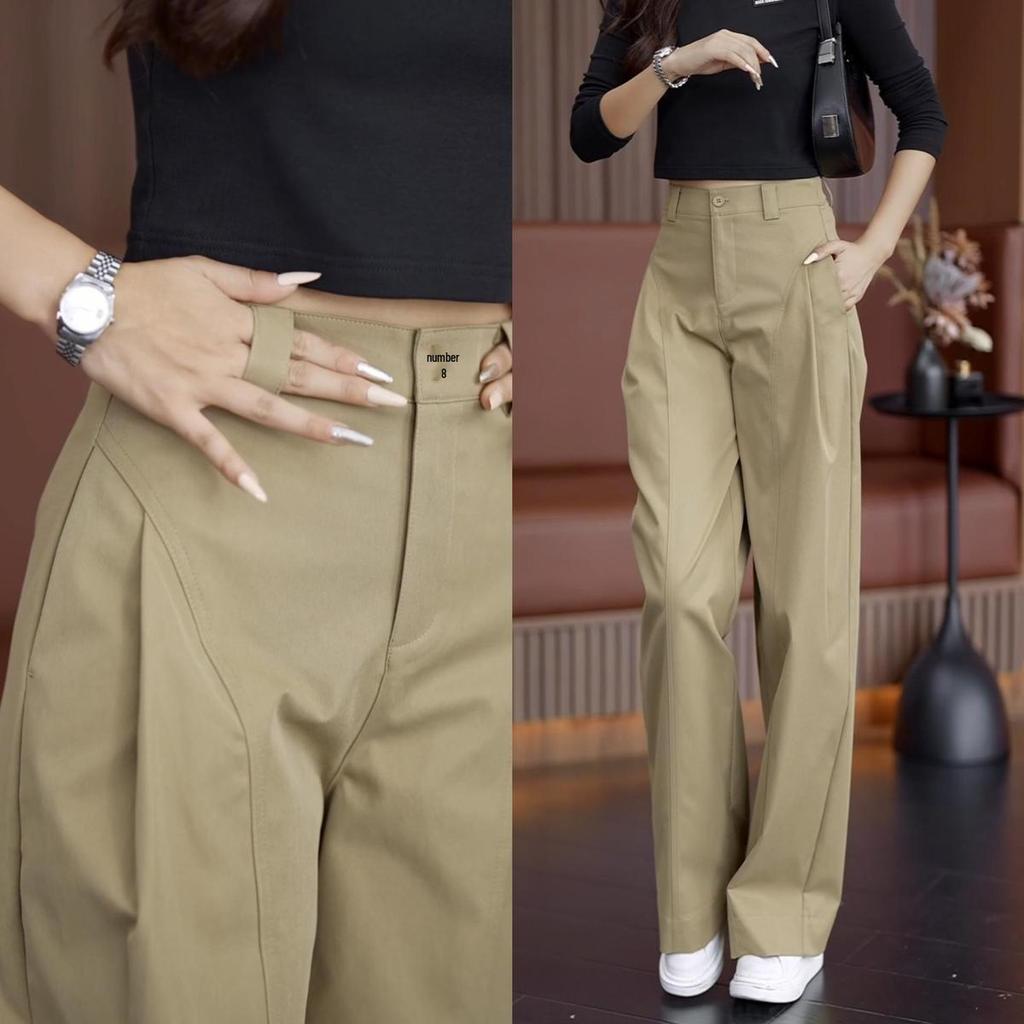 Trendy High Waist Cargo Pants - Wide Leg, Loose, Slimming Fit for Spring & Autumn