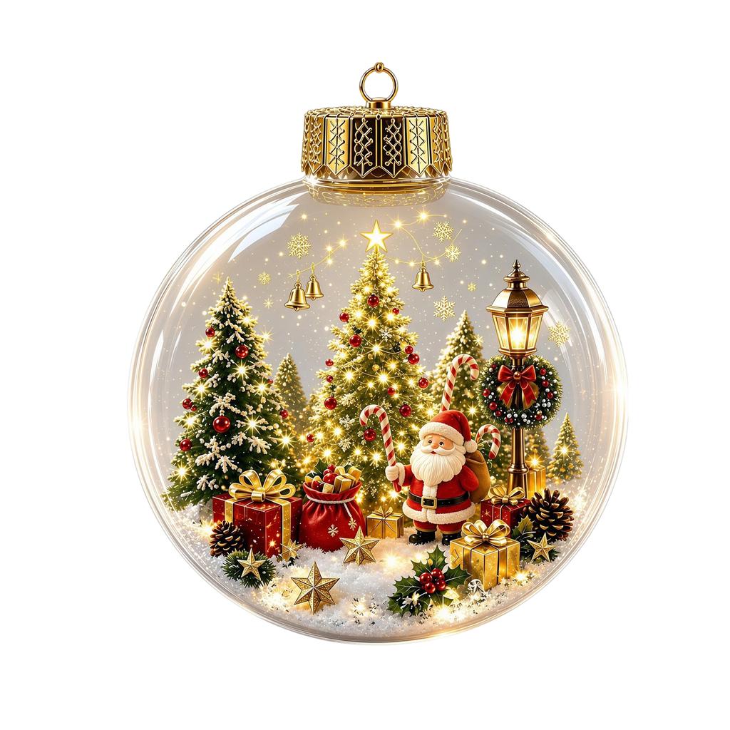 3D Christmas Ornament Transparent Ball with Holiday Scene Hanging Decoration for Christmas Tree