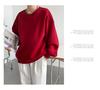 Luxi 2023 Wine Red Velvet Sweater: Women's Long-Sleeve Korean Style Pullover for Autumn & Winter