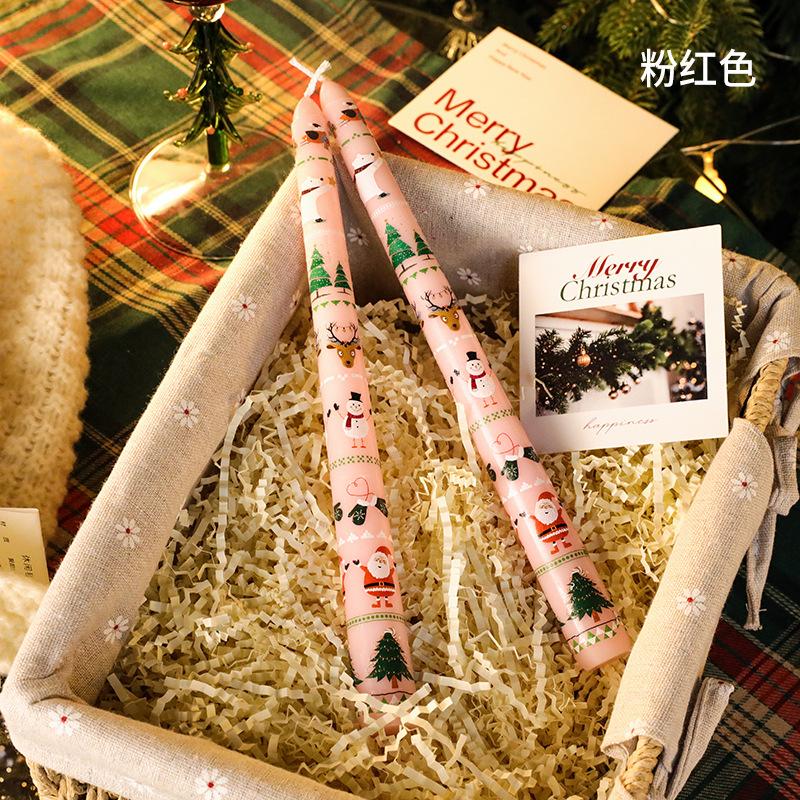 Cute Christmas Cartoon Printed 25CM Long Candle Elegant Paraffin Wax Decoration for Hotel & Restaurant Atmosphere