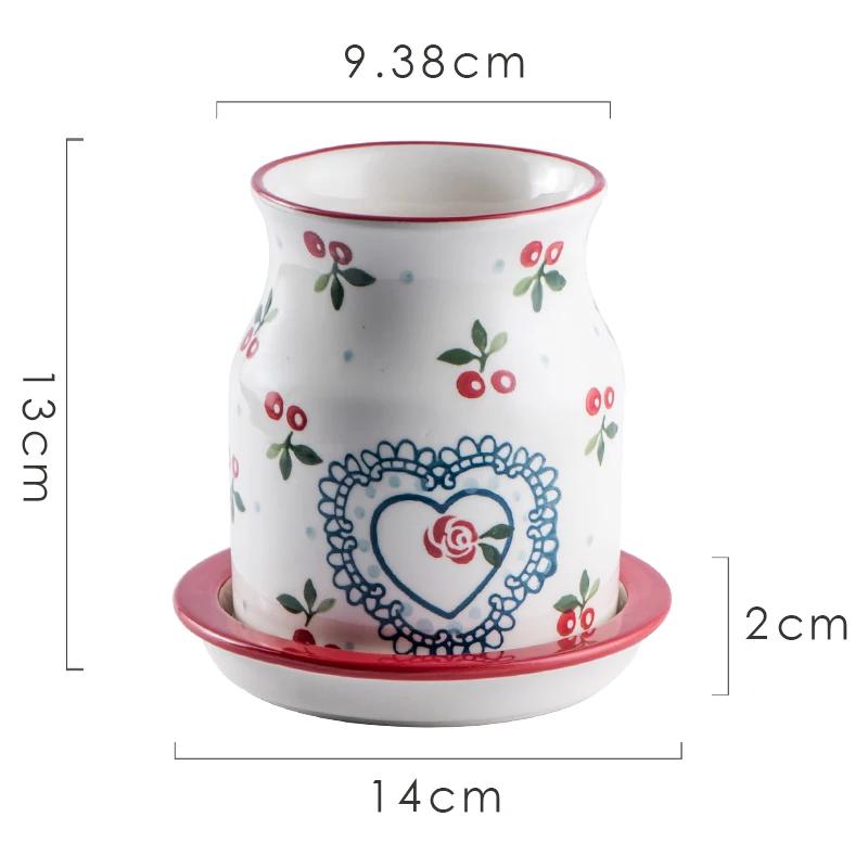 

Japanese Style Hand-painted Ceramic Chopstick Storage Jar Drain Rack Spoon Tableware Storage Tool Home Kitchen Tool Storage Tank