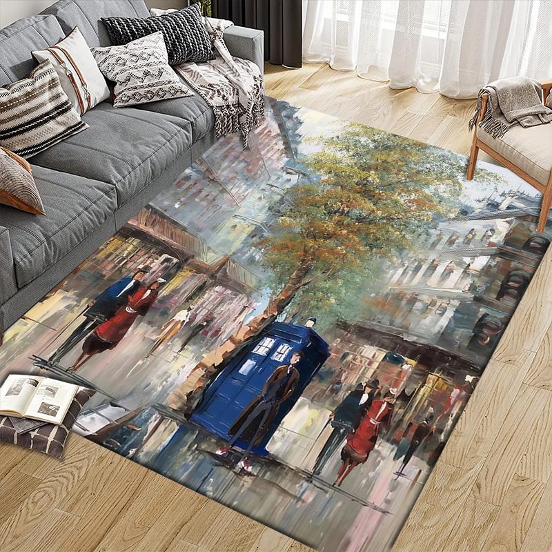 Doctor Who2 Flannel Pattern Square Carpet,Area Rug,Carpet Rug for Living Room Bedroom Sofa Playroom Decor,Non-slip Floor Mat