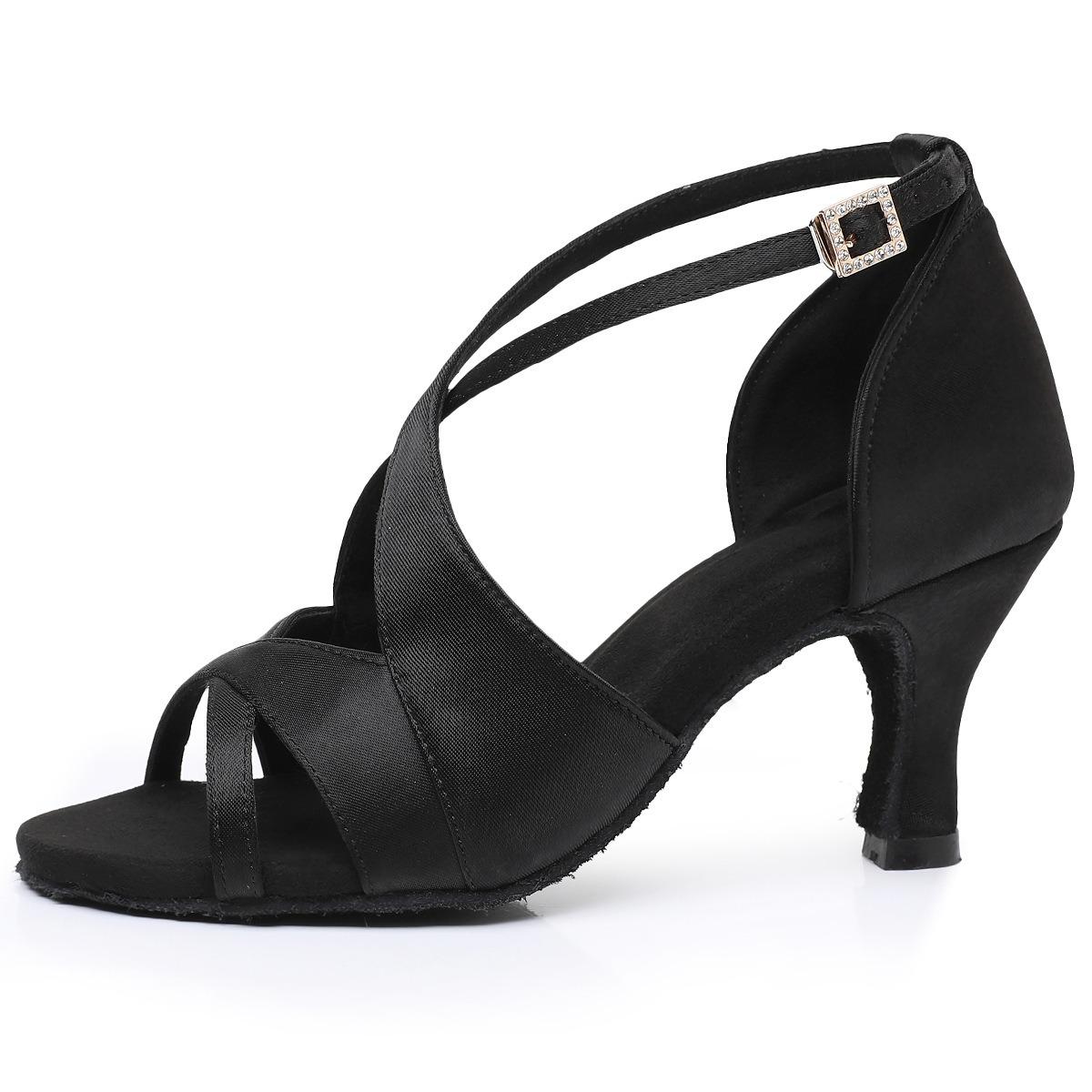 

Latin Dance Shoes for Women Soft Sole Dancing Shoe Tango Salsa Chacha Ballroom Performance Heel 7CM 34 чёрный