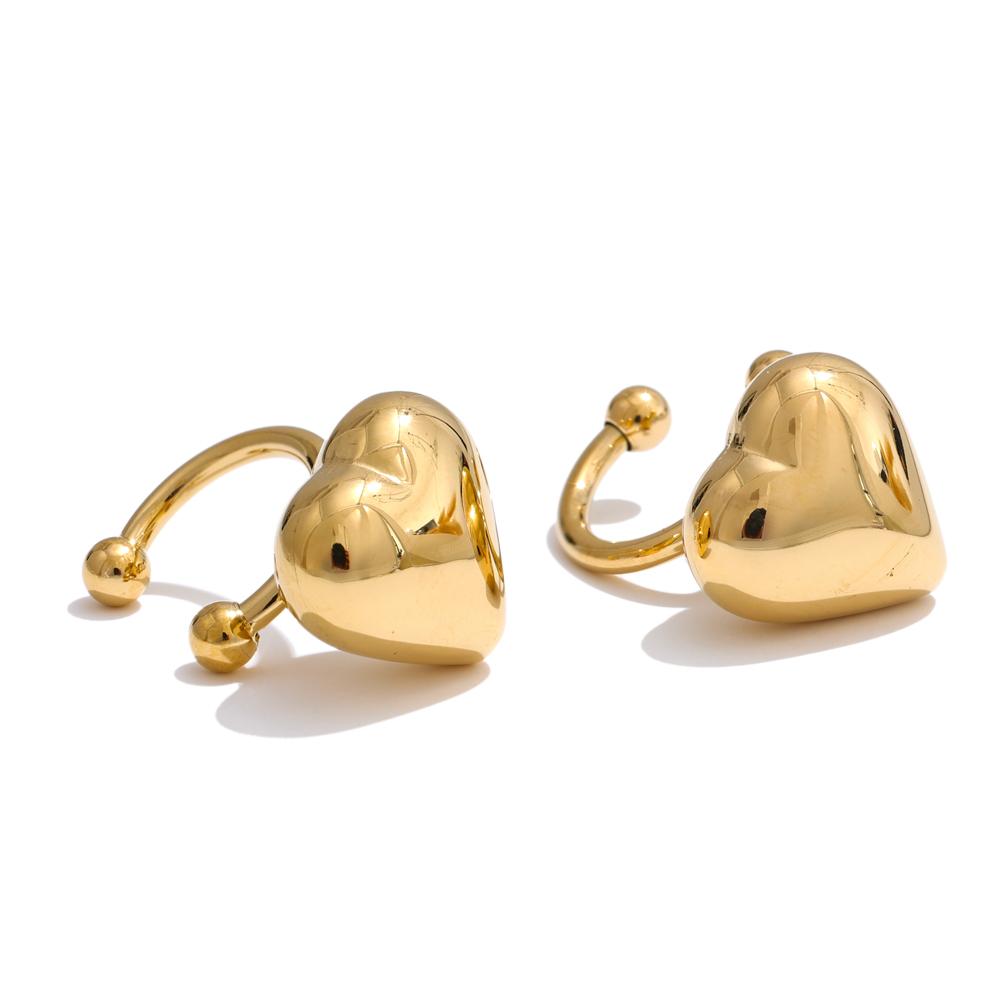 

Yhpup Charm Smooth Stainless Steel Metal Heart Love Ear Clip Earrings Arrivals Adjustable Fashion Ear Bone Jewelry