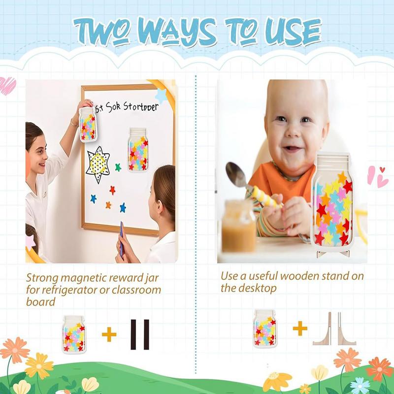 Wooden Motivational Reward Jar With Standing Base Kids Reward Jar Multipurpose Magnetic Incentive Jar D IY Filling Toys For Kids