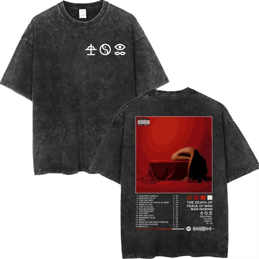 Vintage Washed Bad Omens Rock Band T-shirts Gothic Fashion Short Sleeve T-shirt Men Women Casual Loose Cotton T Shirt Streetwear