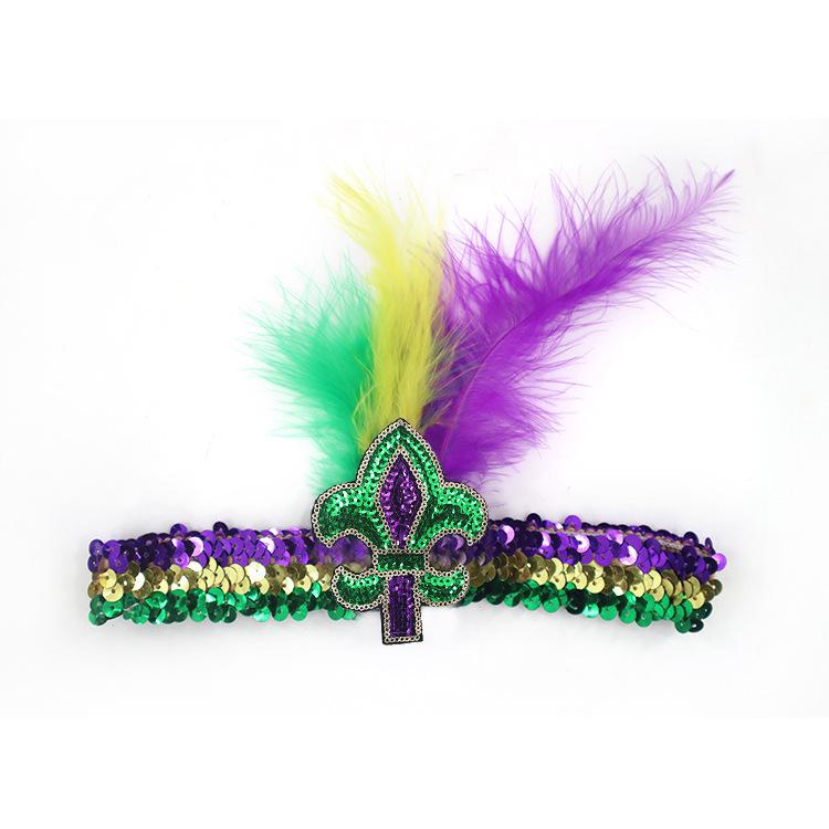 Carnival Sequin Feather Headband: Three Colors Festival Party Props