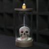 1pc, Ceramic Windproof Waterfall Backflow Led Skull Incense Burner Home Office Tea House Decorate Halloween Skull Decoration
