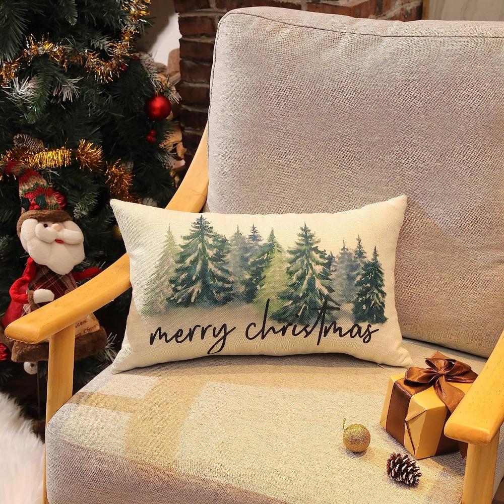 1/2pcs Terylene Decorative Throw Pillow Cover 12*20 Inch Christmas Decorated Pillowcase  Office