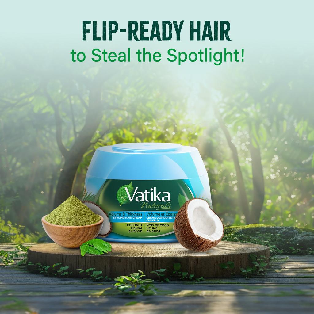 Hårkräm Volym & Tjocklek Styling Hårkräm med Tropisk Kokos Vatika Dabur UAE