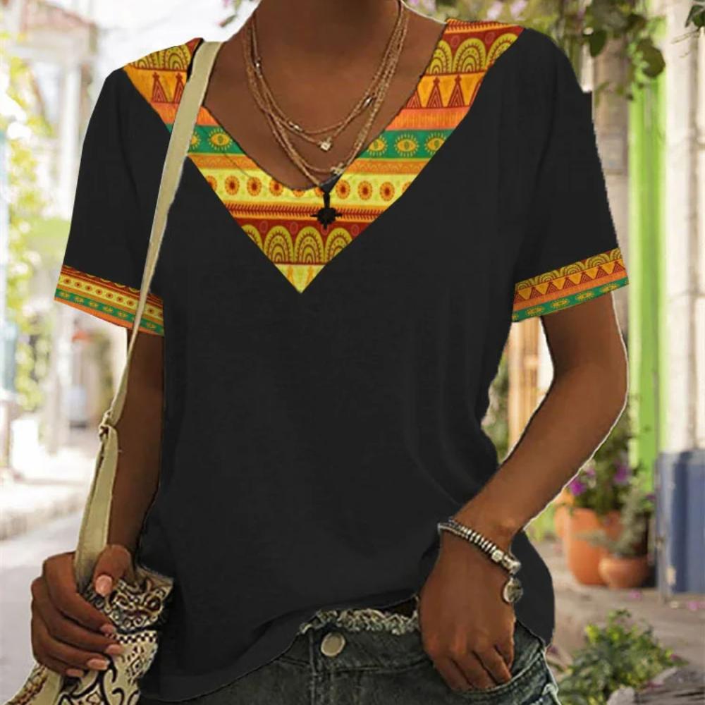 2022 sommer T Shirt Frauen Kurzarm V-ausschnitt Katze Drucken Tops Casual Streetwear Lose Damen T Größe gothic Top 5XL