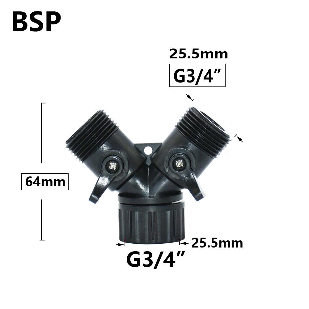 3/4" Thread Garden Tap Water Splitter 2-Way Garden Hose Valve Y Type Watering Adjustable Switch Controller