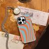 Orange Teal Waves Phone Case for IPhone 17AIR 16E 16 15 14 13 12 11 17 Pro Max Plus Double-layer Back Cover