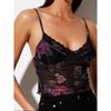 Sexy Lace V-neck Open Back Sling Tops Women's Summer Sexy Print Mesh Vest Inner Bottoming Top Tops