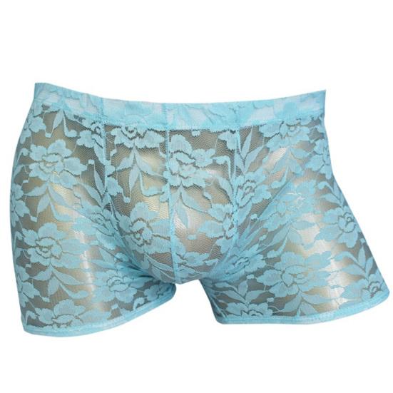 Pánské duté krajkové síťované průhledné boxerky Sexy prodyšné spodní prádlo kalhotky