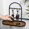 Wrought Iron PU Key Storage Rack Removable Decorative Jewelry Shelf Durable Rust-proof Jewelry Display Stand Bedroom