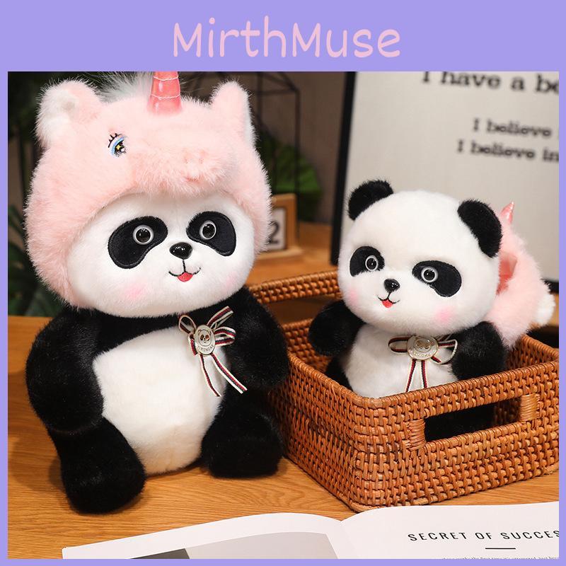 Panda Plush Toy Unicorn Hat Doll Stuffed Animal Cartoon Decor Pp Cotton Gift
