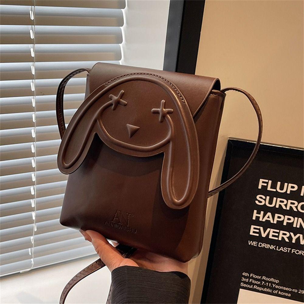 

Solid Color Messenger Bag PU Leather Sling Bag Portable Phone Bag Women Girls