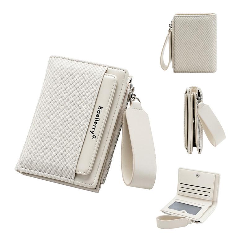 Baellerry Fashion Design Short Wallets for Women Men Casual Classic Bi-fold Purse Zipper Money Pack