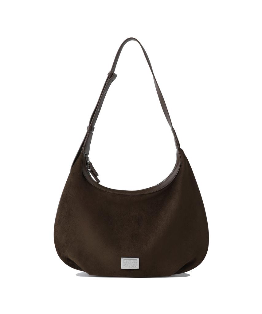 Marith + Franois Girbaud Classic Logo Round Suede Shoulder Bag Brown