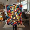 Paris Eiffel Tower Print Flannel Blanket, High quality Comfortable for All Seasons, Home Decor, Warmth and Comfort, Perfect for Christmas Gifts82