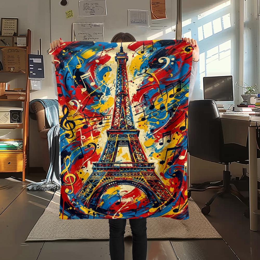Paris Eiffel Tower Print Flannel Blanket, High quality Comfortable for All Seasons, Home Decor, Warmth and Comfort, Perfect for Christmas Gifts82