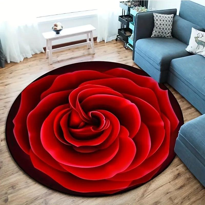 3D Dream Flower Rose Daisy Print Round Carpet Balcony Floor Mat Bathroom Living Room Home Yoga Coffee Mats Home Decorative Rug