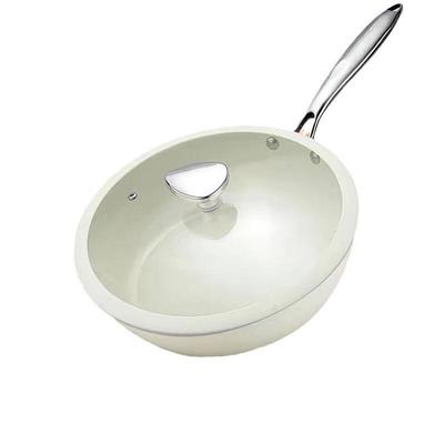 ZISIZ 28cm Enamel Non-Stick Stir-Fry Pan