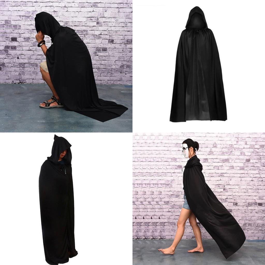 Halloween Cloak Cosplay Grim Reaper Vampire Witch Wizard Robe Party Adult Children Sewn Black Cloak Cape