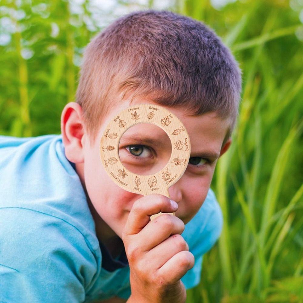 Montessori Magnifying Glass Toys Wooden Plant Cognition Cards  Kindergarten Kids