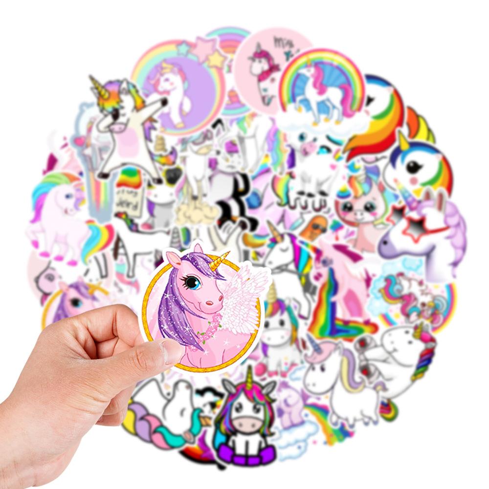 50 Unicorn Cute Cartoon Graffiti Stickers Water Cup Computer Refrigerator Mobile Phone Decorative Stickers Waterproof
