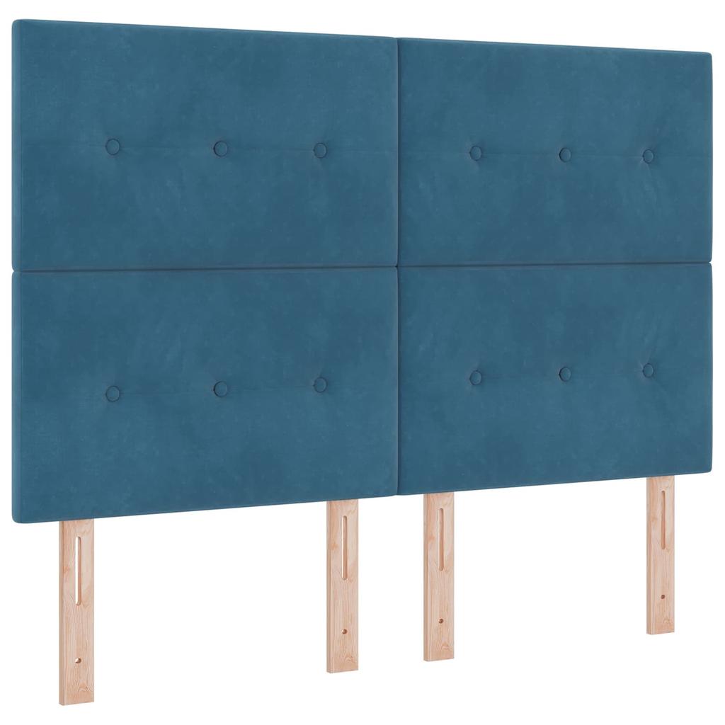 Box Spring Bed with Mattress and Headboard Blue 140 X 200 Cm Velvet