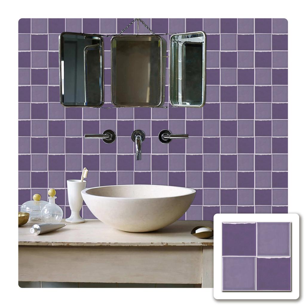 10 Pieces Of European Solid Color Square Brick Wallpaper Self-Adhesive Kitchen Waterproof And Oil-Proof Thickened Tile Sticker Wall Sticker