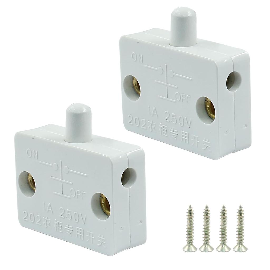 Hordion 2Pcs Cabinet Door Switch, Closet Light Wardrobe Touch Switches for Cabinet Closet Wardrobe Pantry Light On Off Switch Applicable to 12V 24V