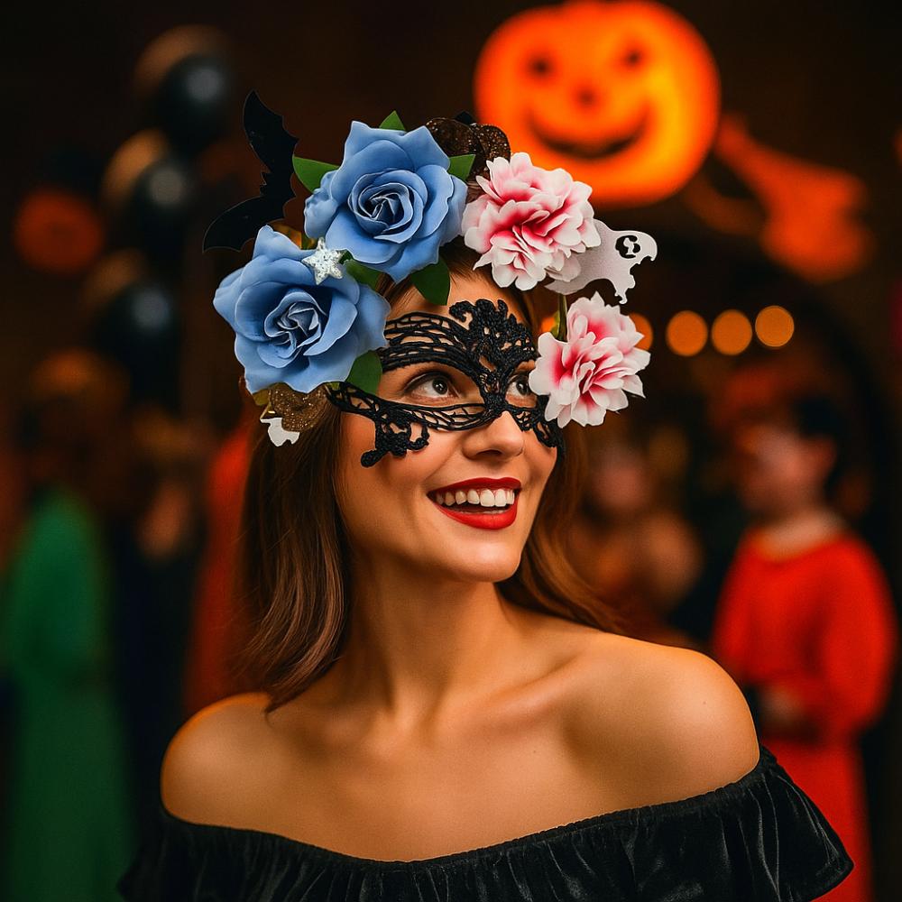 Exaggerated Skull Head Headband Halloween Decor Gothic Flower Hairband  Photography Props