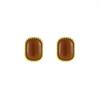 Geometric Pattern Retro Coffee Color Square Stud Earrings for Women Wedding Jewelry Boucles d'oreilles Valentine's Day Gift