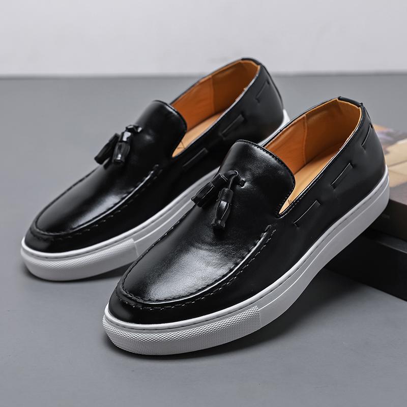 Fashion Brand High Quality Tassels Men's Shoes Handmade Leather Footwear Casual Business Flats Outdoor Soft Soled Travel Slip-on Shoes