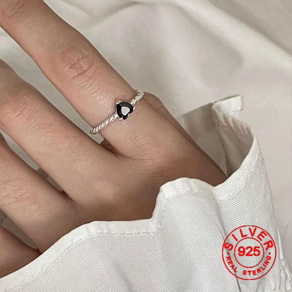 

BFCLUB Silver Color Rings For Women Wide White Colors Letters Heart Simple Trendy Retro Open Anillos Party Gifts Accessories