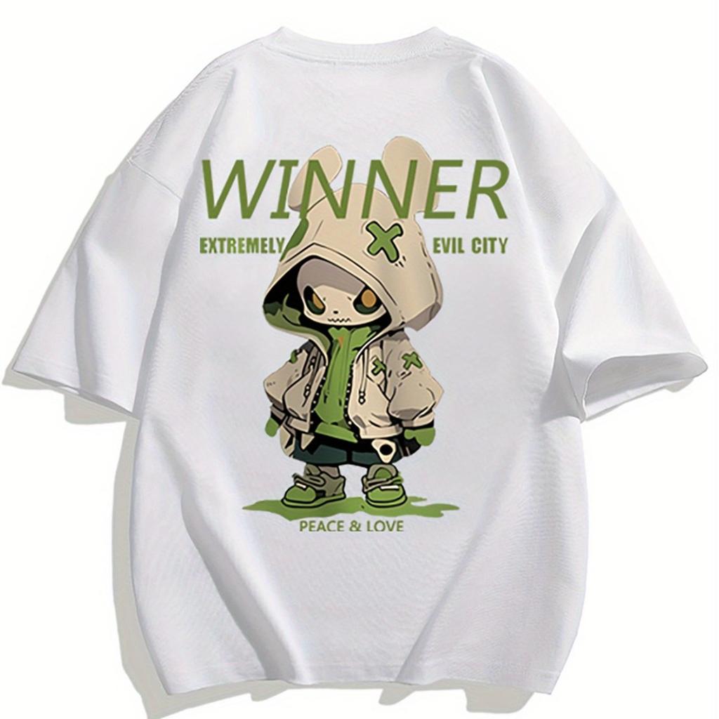 Men's Rabbit Graphic Tee 100% Cotton Casual Short Sleeve Crew Neck Breathable Soft Men's Clothing for Everyday Casual Style