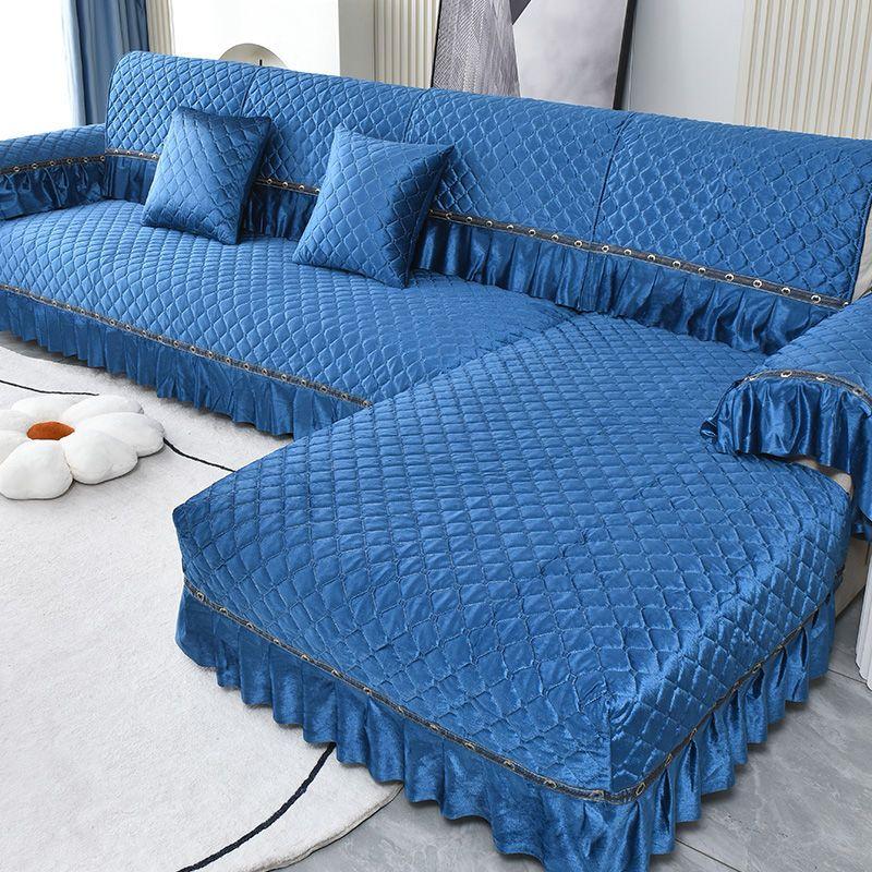 Luxury Golden Velvet Sofa Cover for Living Room Solid Color Dirt-proof Sofa Cover Elastic Protect Cushion 1-3 Seats Sofa Towel