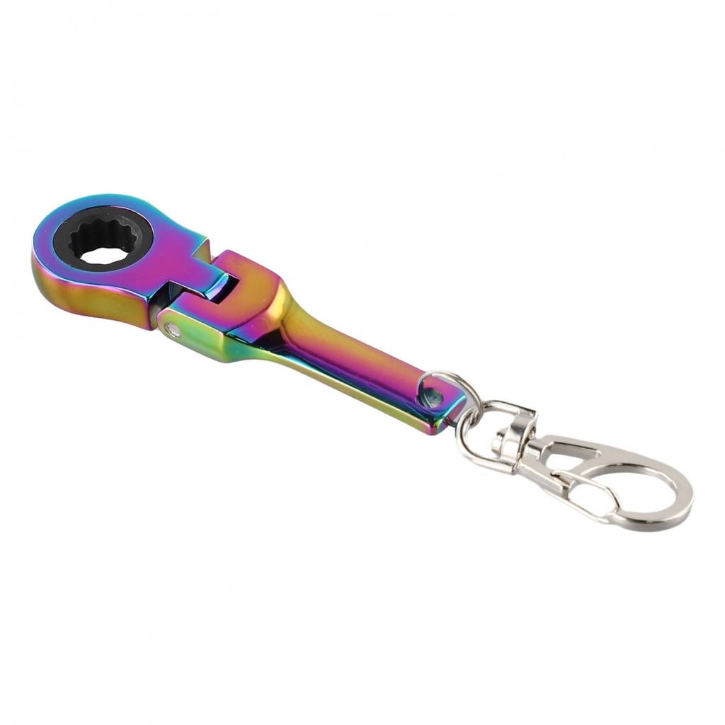 Small 10mm Ratchet Spanner Portable Wrench with Key Chain 180 Degree Rotatable