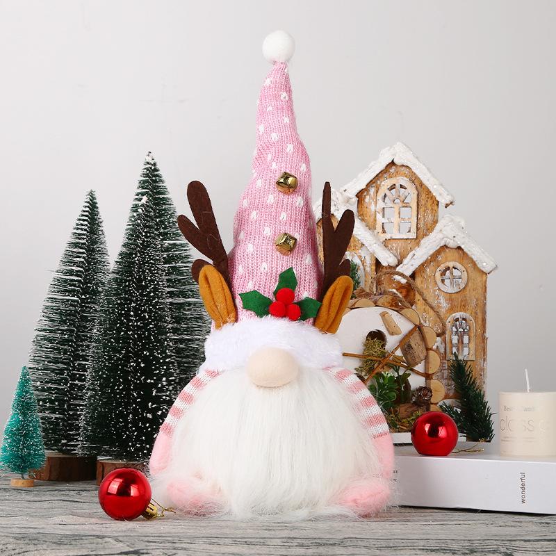Christmas Gnome Ornaments with Knitted Hat & Lights - Luminous Faceless Dolls