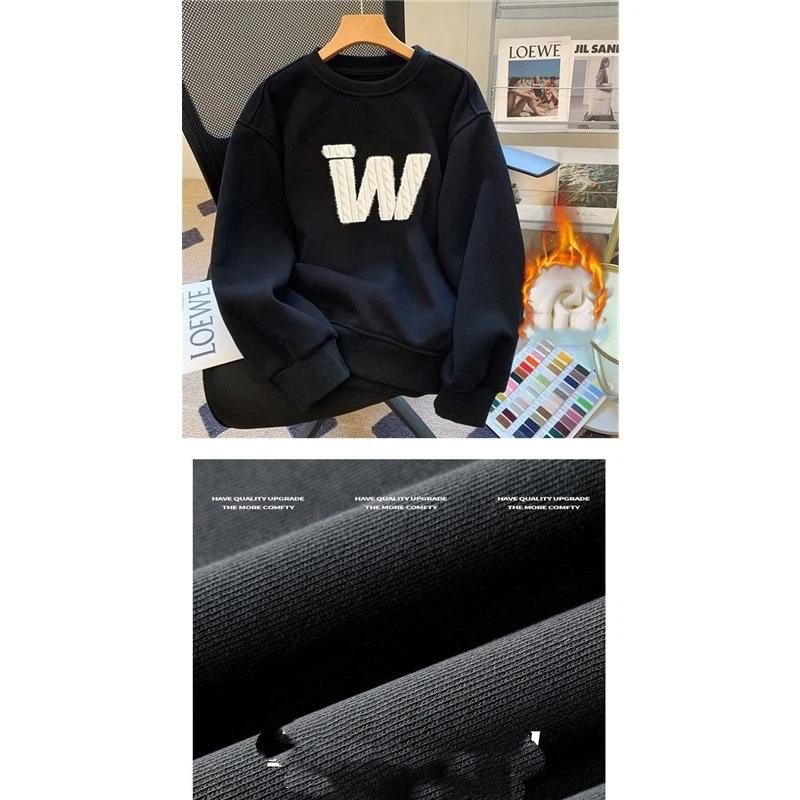 Bluza z okrągłym dekoltem i wytłaczanym napisem, casualowa, luźna bluza wciągana przez głowę