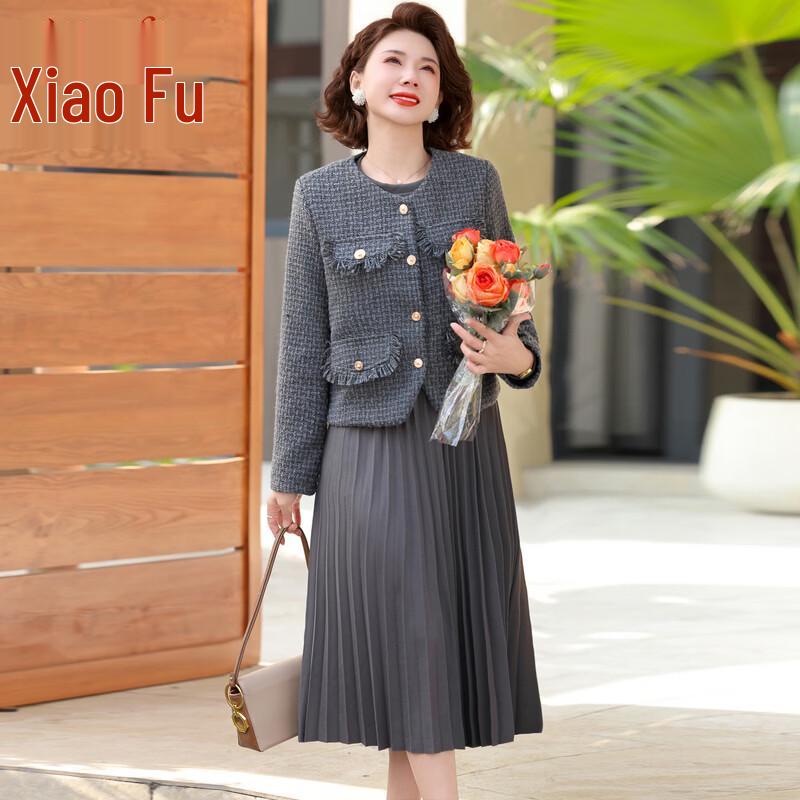 Elegant Mid-Aged Women's Summer Tassel Pleated Dress Set