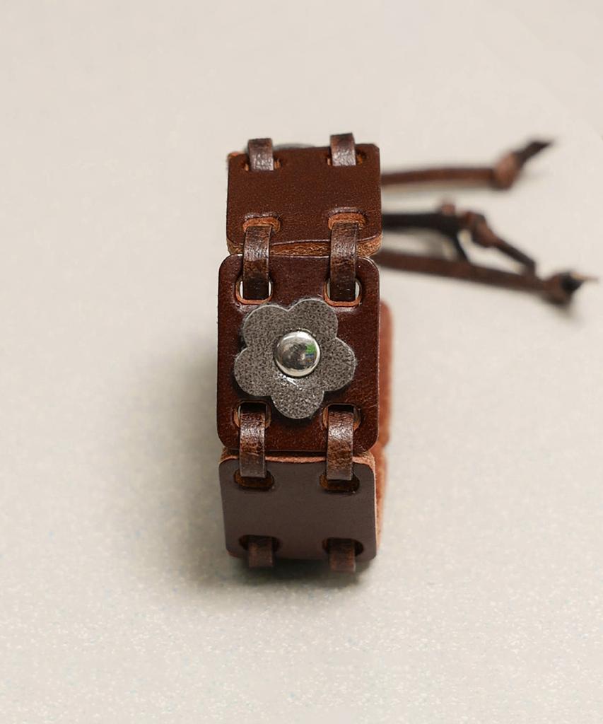 Towtow Archive Feverfew Leather Bead Bracelet Brown